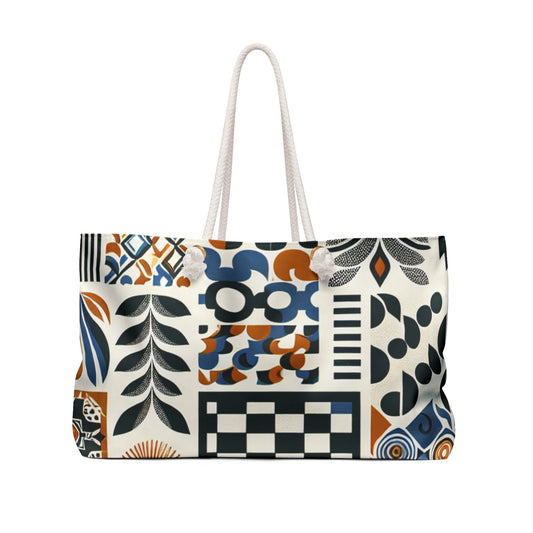 Evelyn Chicane Stylish Weekender Tote Bag showcasing stunning abstract patterns and contemporary design, perfect for the fashionable traveler.
