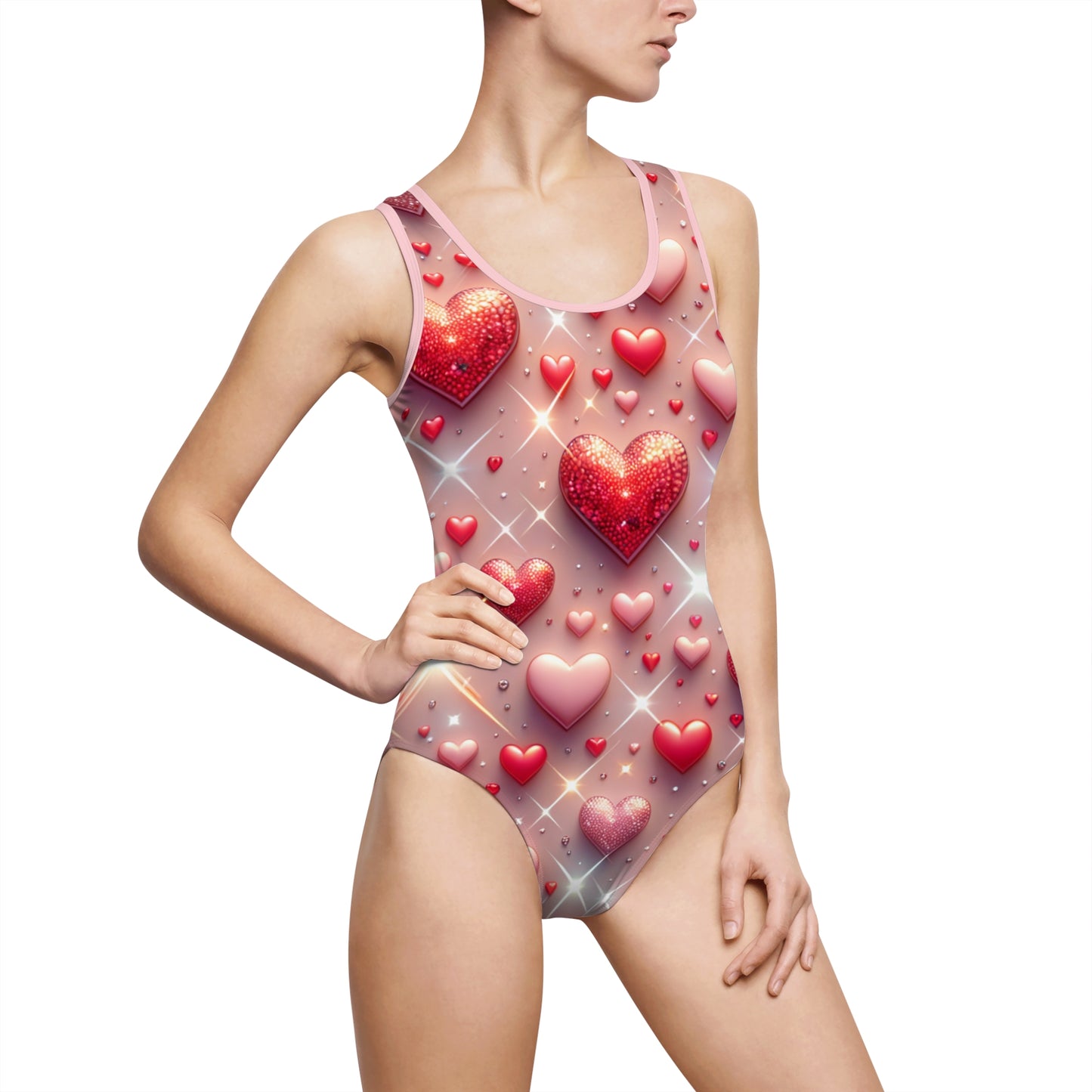 Glittering hearts  Women's Classic One-Piece Swimsuit