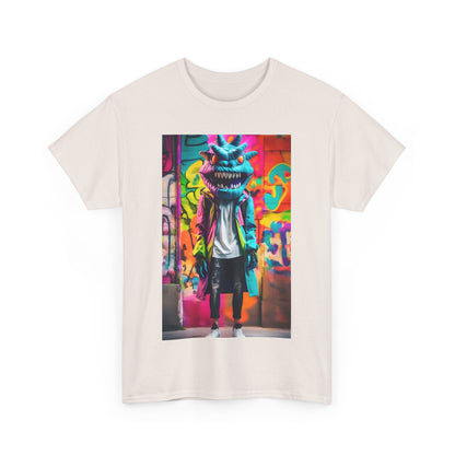 Street Monster Graphic T-Shirt displayed in a vibrant setting, showcasing urban streetwear style with unique graphic design, perfect for casual outings.