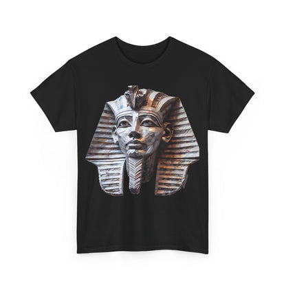 Pharaoh’s Gaze Unisex Graphic Tee featuring an exquisite Egyptian pharaoh design on a luxurious cotton fabric, perfect for stylish art lovers.