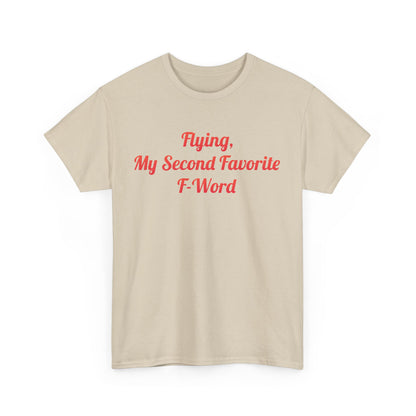 Front view of My Second Favorite F Word Graphic T-Shirt in beige, featuring the witty phrase prominently displayed, perfect for making a stylish statement.