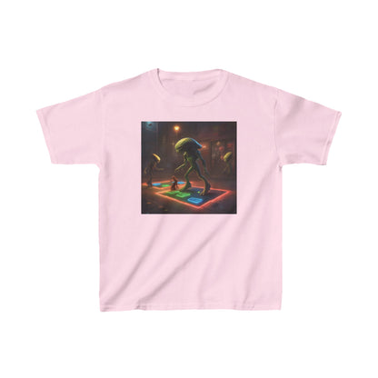 Kids Heavy Cotton Tee Featuring Cute Aliens in Soft Pink - Available in 16 Vibrant Colours, Perfect for Everyday Adventures
