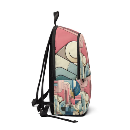 Close-up view of the Contemporary Pastel Design Backpack featuring premium material and stylish abstract designs, crafted by Dazzling Dreams Studio.