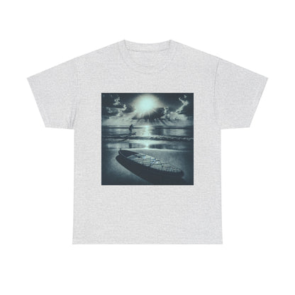 Close-up of the fabric texture of the Elegant Paddle Board T-Shirt from Dazzling Dreams Studio, highlighting its comfort and quality.