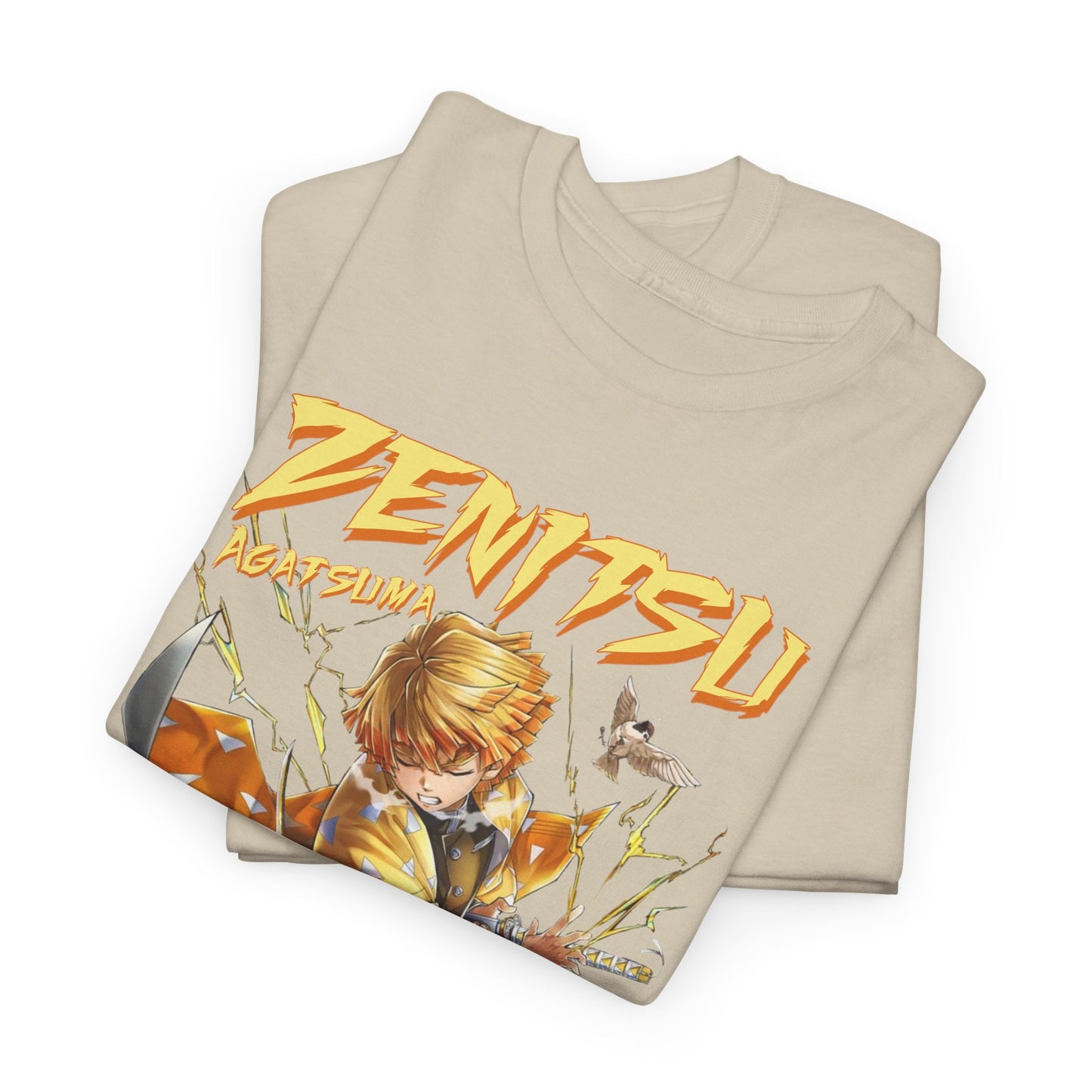Stylish Zenitsu Agatsuma t-shirt featuring dynamic artwork and vibrant colours, reflecting the essence of Japanese anime fashion.