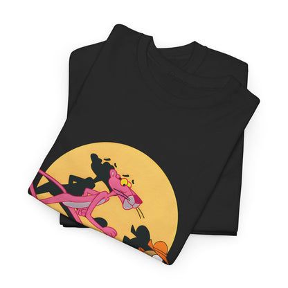 Premium Pink Panther Graphic T-Shirt Urban Unisex Cotton Tee showcasing a stylish design of the pink panther and detective, embodying a sense of fun and artistry.