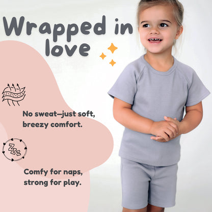 Premium unisex mint short sleeve cotton outfit for kids by DreamBuy, featuring soft and breathable fabric perfect for summer wear.