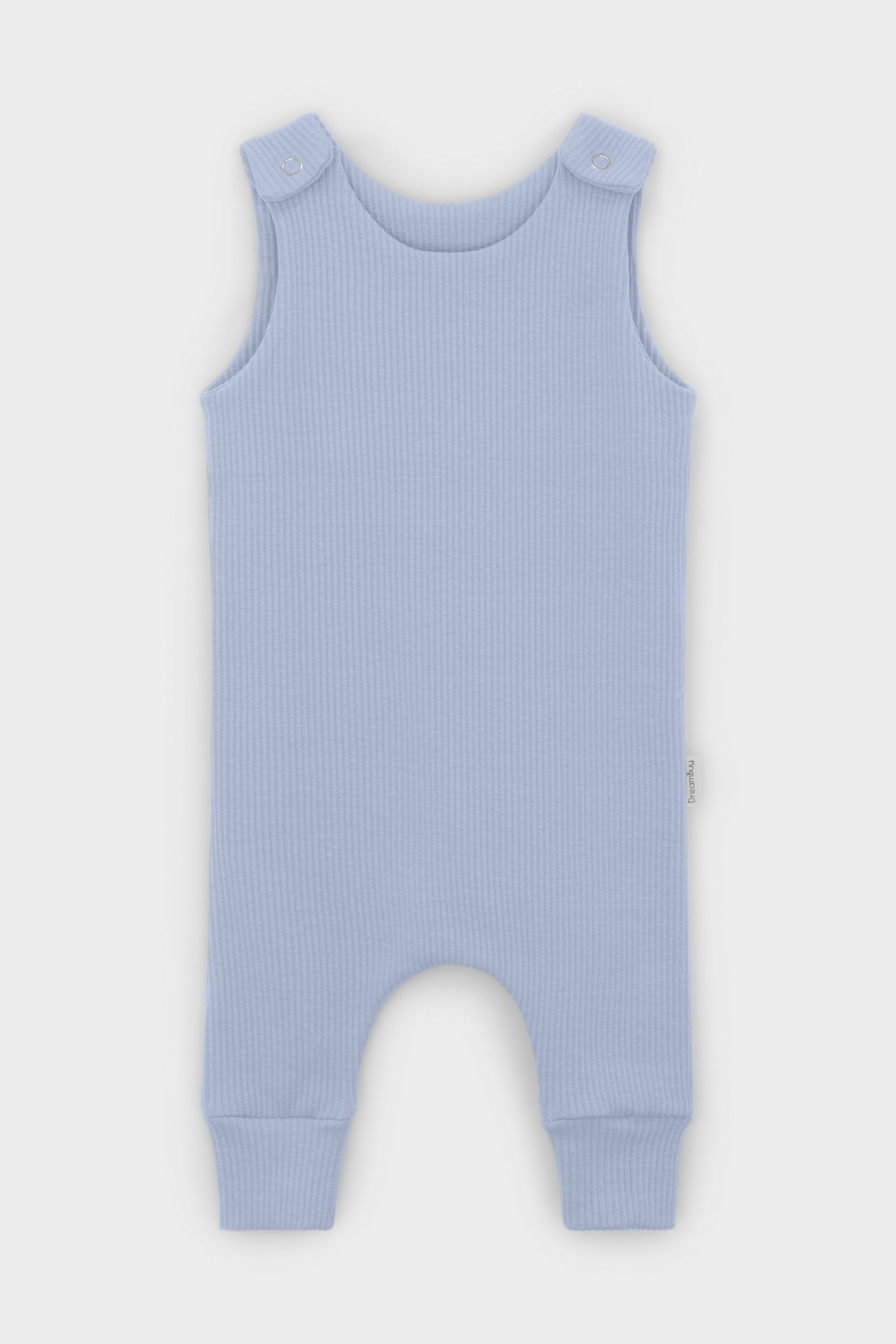 DreamBuy's soft cotton powder blue dungarees for infants, designed for comfort and style, suitable for babies aged 0-3 years.