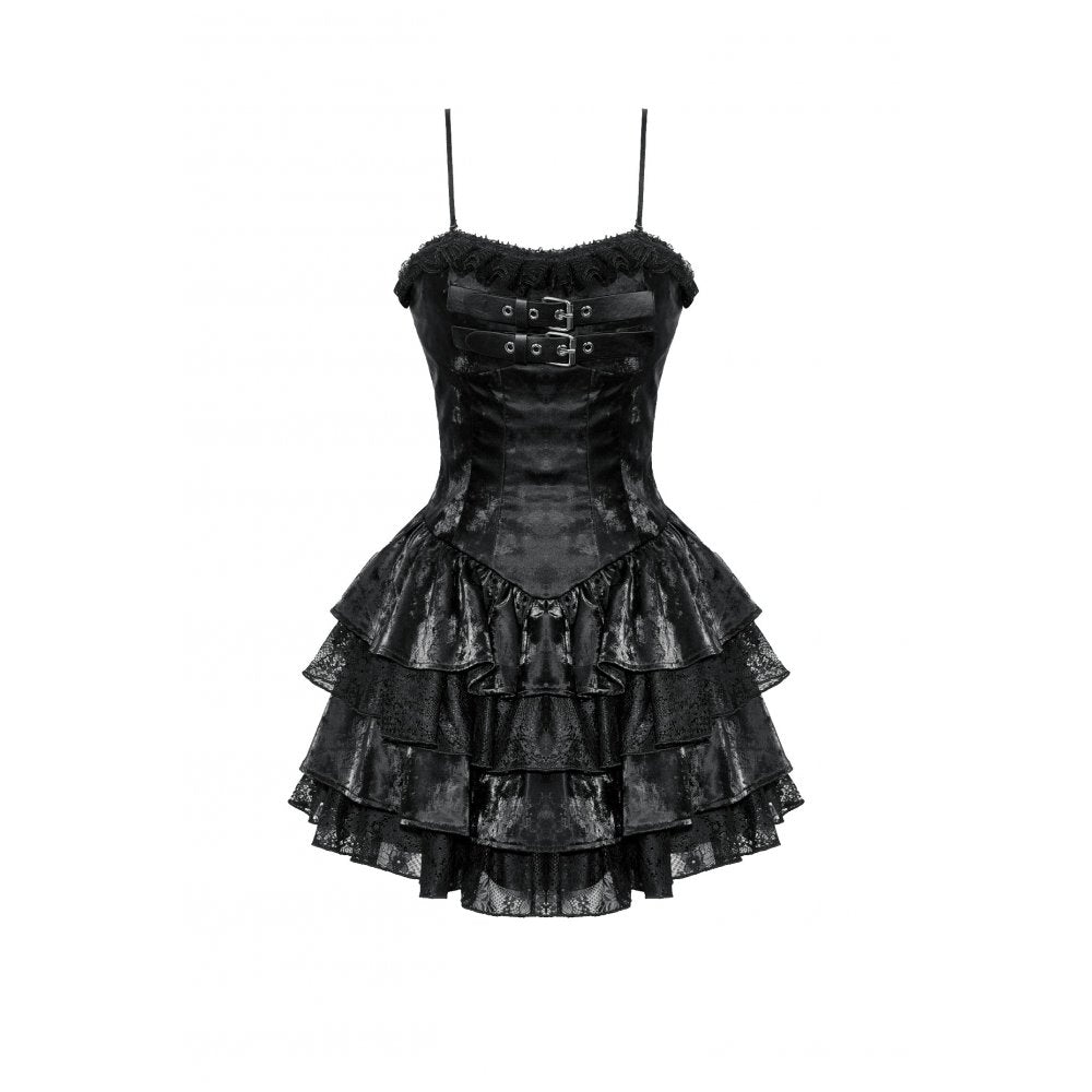 Close-up of Harriet Punk Dress showcasing the intricate lace-up corset detail, blending elegance with punk style