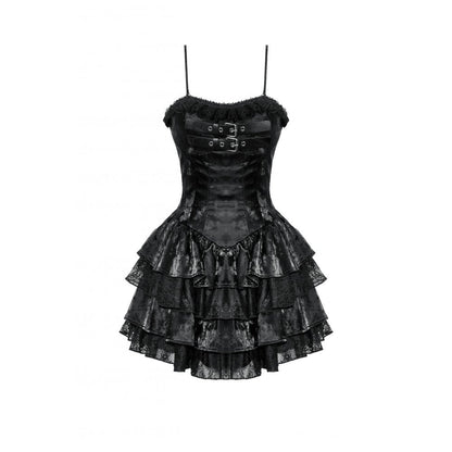 Close-up of Harriet Punk Dress showcasing the intricate lace-up corset detail, blending elegance with punk style
