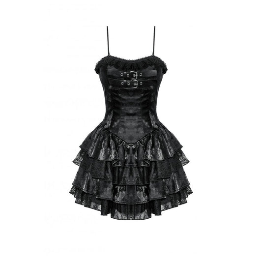 Close-up of Harriet Punk Dress showcasing the intricate lace-up corset detail, blending elegance with punk style