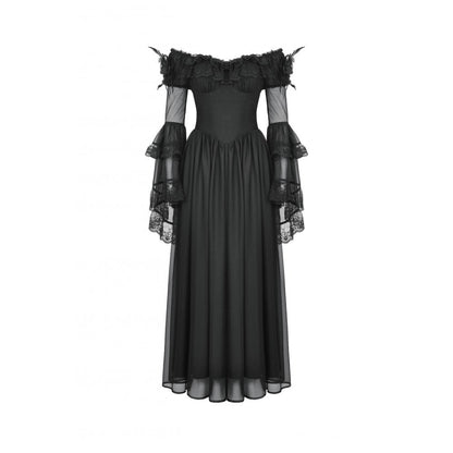 Close-up of the intricate lace trim on the Dark in Love Millicent Black Tulle Dress, highlighting the luxurious craftsmanship.