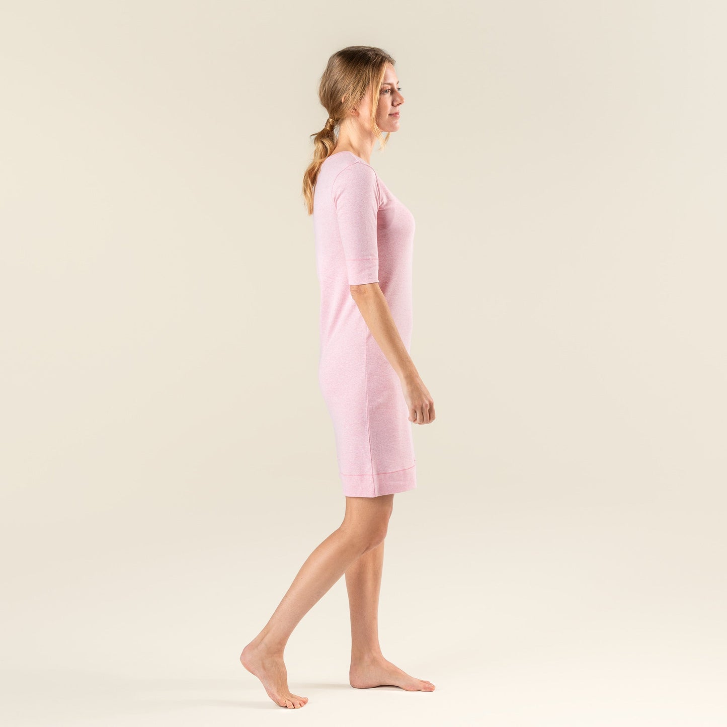 Elegant women's night shirt with buttons, crafted from 100% organic cotton, perfect for stylish and comfortable sleep.