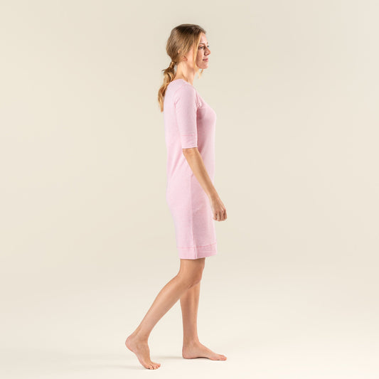 Elegant women's night shirt with buttons, crafted from 100% organic cotton, perfect for stylish and comfortable sleep.