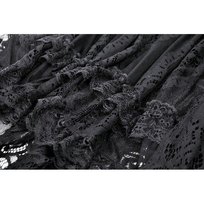 Elegantly styled Kelilah Lace Hi-Low Dress by Dark in Love showcasing off-shoulder sleeves and intricate lace details.