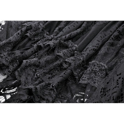 Elegantly styled Kelilah Lace Hi-Low Dress by Dark in Love showcasing off-shoulder sleeves and intricate lace details.