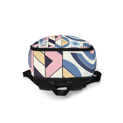 Luxurious Iron Pulse Elite Modern Aesthetic Pastel Backpack by Dazzling Dreams Studio featuring a chic geometric design and elegant curves in vibrant pastel colours.