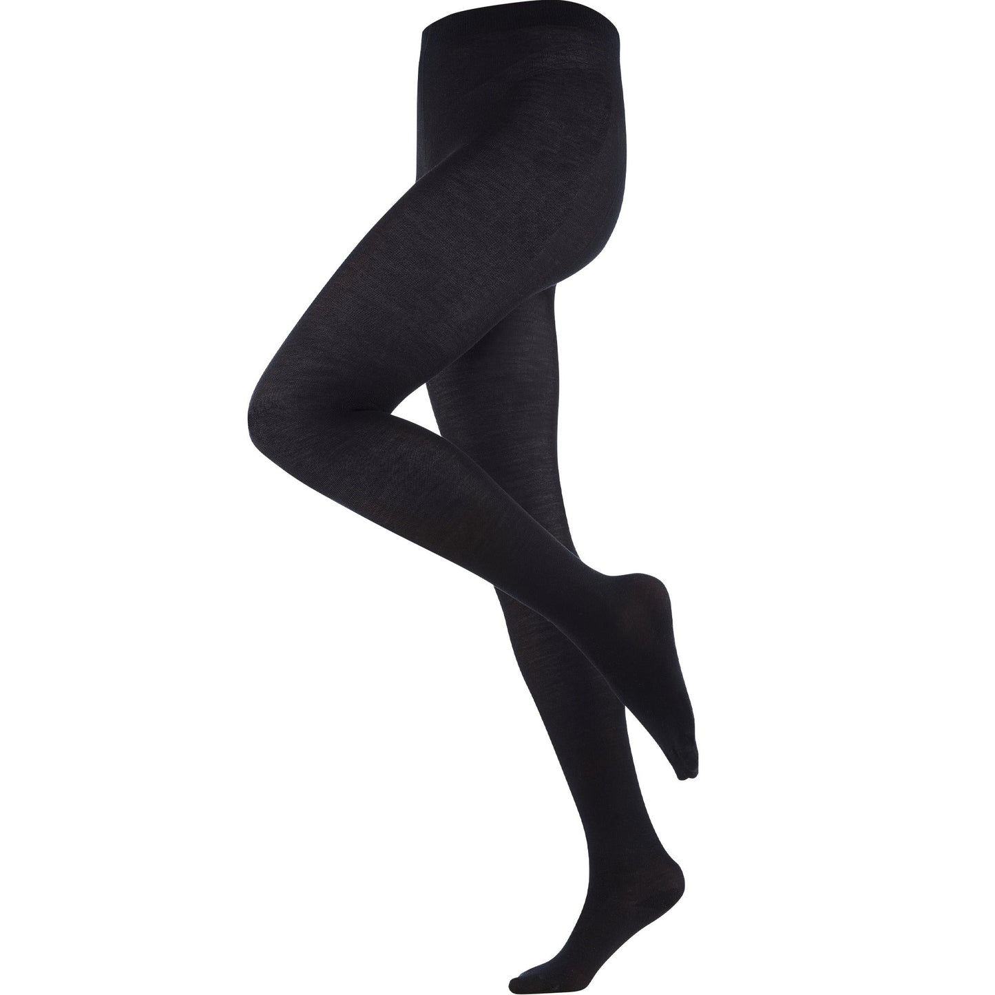 Stylish women's tights in a chic setting, embodying luxury with sustainable organic wool and cotton.