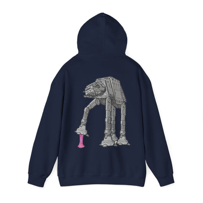 Versatile outfit pairing of the Dynamic Back Print Hoodie Featuring Rebel Gum Star Wars AT-AT with Pink Gum, perfect for casual wear.