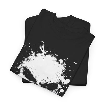 The Punisher Splatter icon Unisex Men´s Women´s Graphic T Shirt Tee, neatly folded, featuring the iconic skull splatter design symbolising strength and defiance.