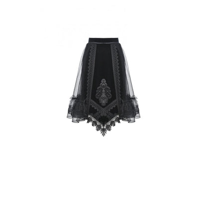 Back view of the Dark in Love Melisandre Skirt revealing the elegant fit and design, perfect for gothic gatherings.