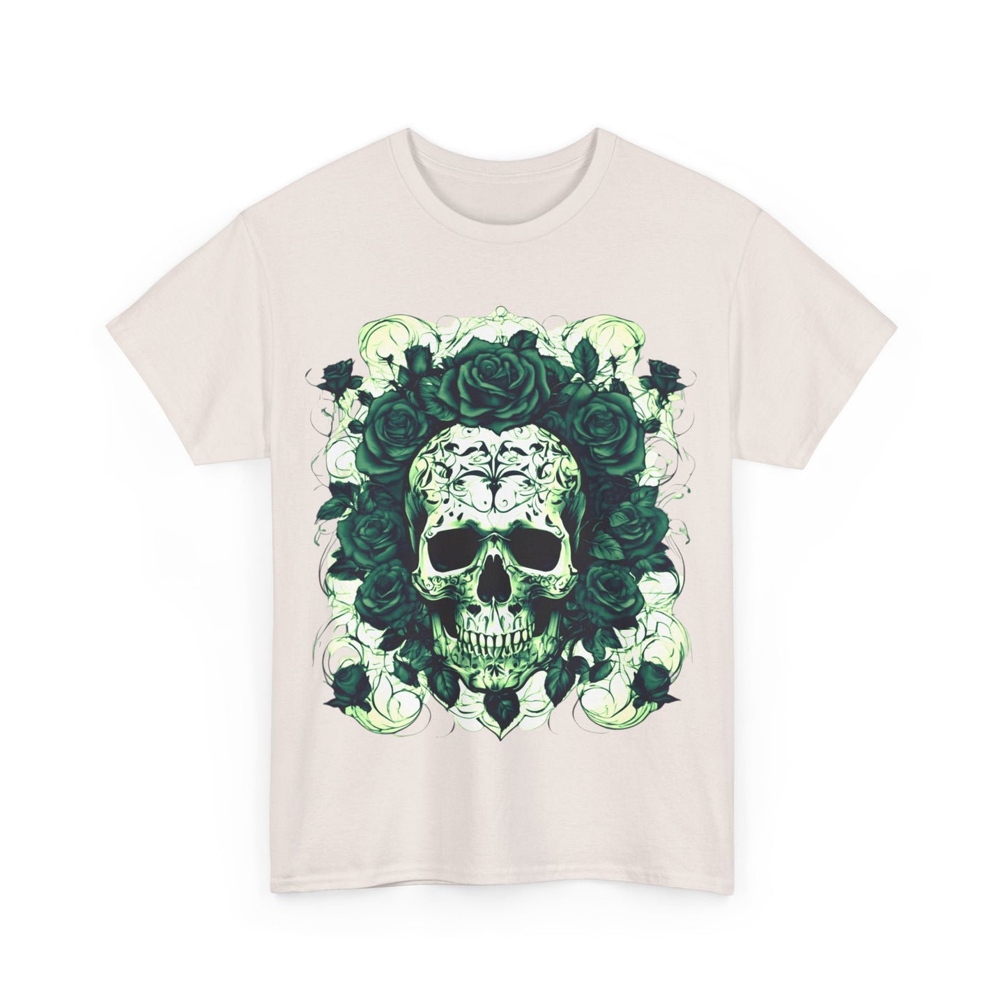 Skulls and Roses Cotton Tee, Unisex Graphic Shirt, 7 color choice