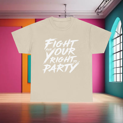 Elegant Fight for Your Right Graphic T-Shirt on a chic backdrop, reflecting a timeless design inspired by pop culture.
