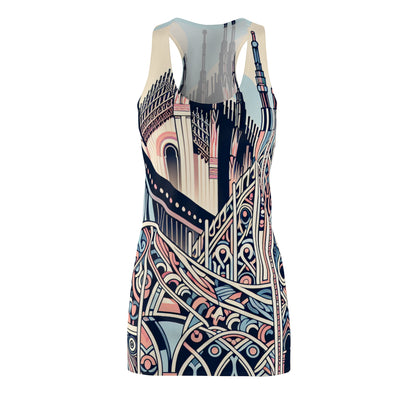 Milan-Inspired Racerback Dress in Pastel Tones with Architectural Design Elements elegantly displayed, showcasing the stylish blend of comfort and creative architectural influences.