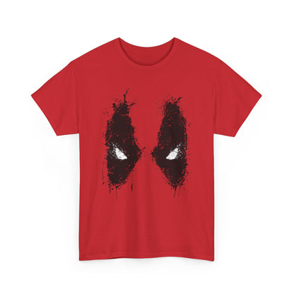 Deadpool Eyes Graphic Tee - A luxurious unisex red t-shirt showcasing bold Deadpool eye graphics, perfect for men and women seeking a stylish statement.