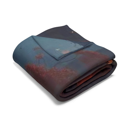 Elegant and warm Decorative and Warm Halloween Spooky Arctic Fleece Blanket, folded showcasing its luxurious design and soft texture.