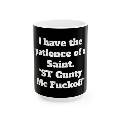 Funny Office Mug featuring an inappropriate slogan, perfect for adding a touch of adult humour to your coffee routine.