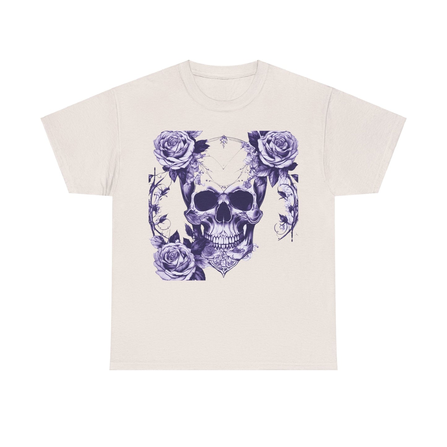 Skulls and Roses Cotton Tee, Unisex Graphic Shirt, 7 color choice