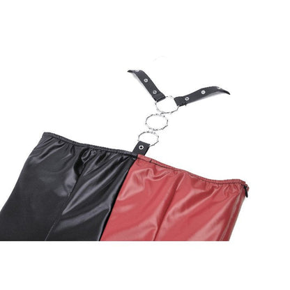 Close-up view of the exquisite details of the Dark in Love Ishtar Maxi Dress, highlighting the stunning faux leather material and sophisticated sweetheart neckline.