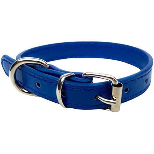 Vibrant Leather Dog Collar for Puppy, Cat, Kitten, Dogs - For Small, Medium, Large & Extra Large Pet Collars (Extra Large (45cm - 55cm Neck), Blue)