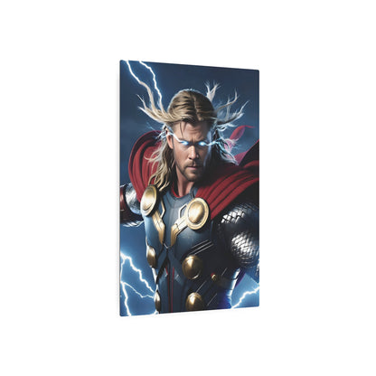 Marvel Thor Metal Art Poster showcasing Thor with striking blue lightning, crafted from premium matte aluminium for luxurious wall décor.