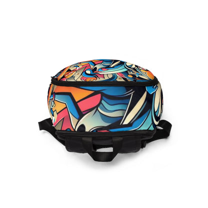 Dynamic Cartoon Motif Backpack by Dazzling Dreams Studio, showcasing vibrant stylized characters in an ultra-modern design, perfect for adding a luxurious and playful touch to your daily style.