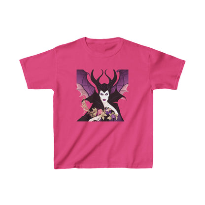 Maleficent Kids Tee in vibrant pink, showcasing the enchanting design of the beloved Disney character for children's casual wear.