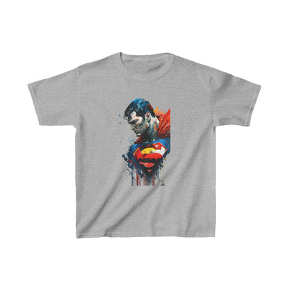 Unisex Kids Superman Cotton T Shirt Tee Youths Childs - Grey t-shirt showcasing a detailed print of Superman, offering style and comfort for adventurous kids.