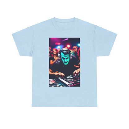 Street Monster Graphic T-Shirt featuring a captivating image of a DJ performing at a vibrant party, exemplifying urban streetwear style and ultimate fashion statement.