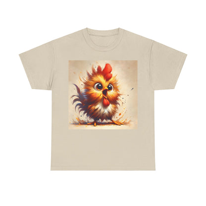 Explosive Joy Tee - Cartoon Bird Edition with a lively cartoon bird illustration, radiating happiness and energy, crafted in soft beige cotton.