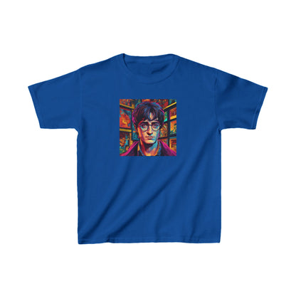 Kids Harry Potter Heavy Cotton Tee in royal blue, embellished with a charming wizard design, offering comfort and playful elegance for every young magic enthusiast.
