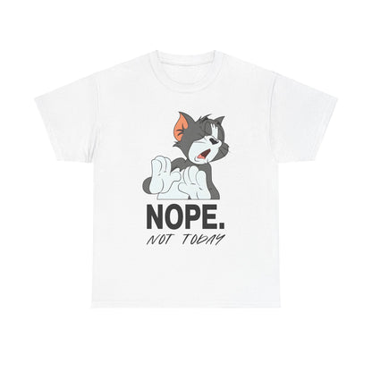 Tom & Jerry Unisex Graphic Tee showcasing a striking ‘NOPE’ cat graphic in white, combining comfort and elegance.
