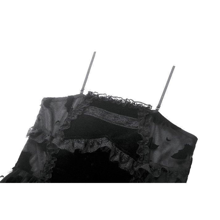 Back view of the Morwenna dress featuring a stylish cut-out panel at the bust, highlighting the allure of alternative evening wear.