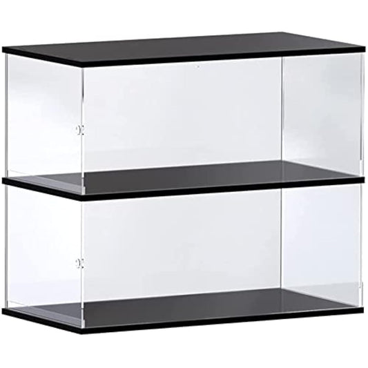 Nynelly 2 Shelf Acrylic Display Case for Lego Cars (Porsche 911, McLaren P1, Ferrari SP3, Bugatti Chiron, Lamborghini), 1/8 Diecast Model Cars - Assemble Dustproof Display Box with Door(Black)