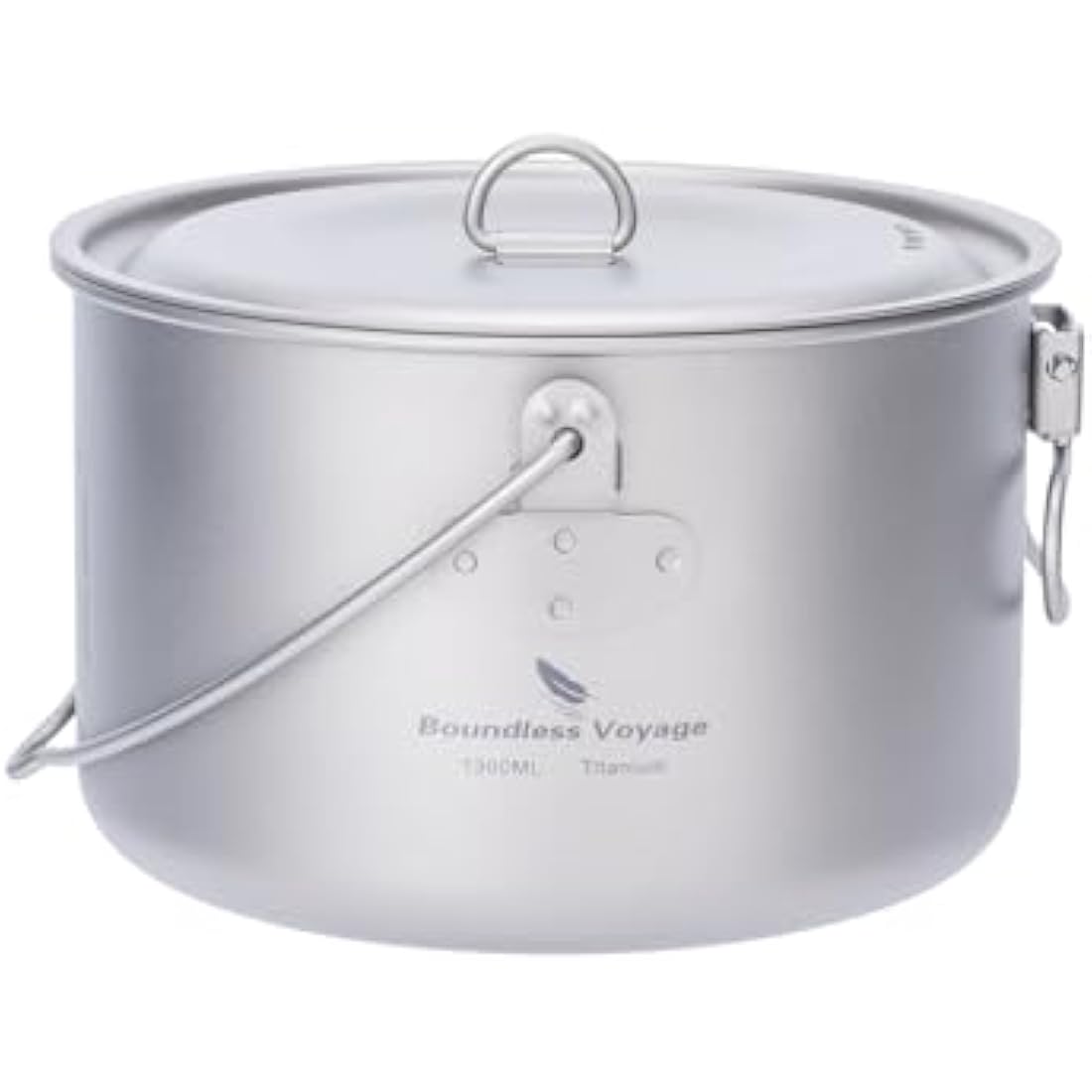 Boundless Voyage Outdoor 1300ml Titanium Pot with Lid Folding Bail Handle Camping Hiking Picnic Ultralight Portable Water Bottle Cup Mug Spork Set (1300 pot)