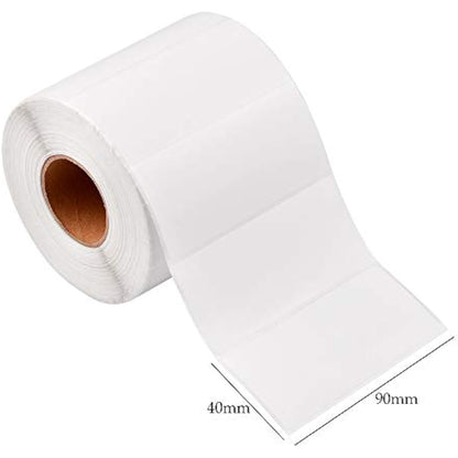 Sticky Labels Roll, Self Adhesive Labels White Sticky Label Blank Label Stickers for Office, Kitchen, Supermarket and Laboratory (1000PCS 90 * 40mm)