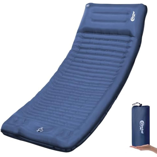 Portal Camping Mattress Single 10cm Thick with Foot Pump Inflatable Camping Mat Sleeping Pad Inflating Tent Mattress Camp Air Bed for Adults Lightweight Roll Mat Portable Outdoor Backpack