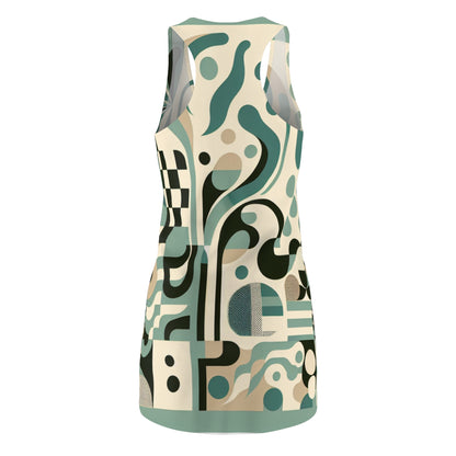 Close-up of the intricate block print details on the Vivienne Starlight Racerback Dress in Pastel Green, designed by Dazzling Dreams Studio for a luxurious fashion statement.