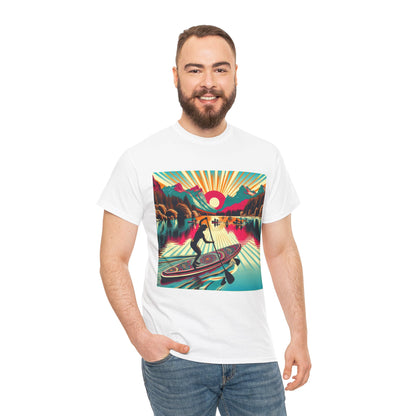 Elegant Paddle Board T-Shirt from Dazzling Dreams Studio, crafted from a premium cotton blend for comfort, ideal for water sports and nature lovers.