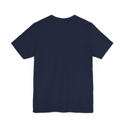Back view of Sabrina Carpenter Inspired Unisex Short Sleeve Tee showcasing a sleek design in dark navy, perfect for layering to elevate your luxurious style.
